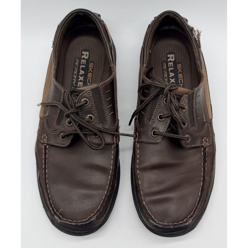Skechers Shoes Men's Sz 11 Brown Expected Gembel Relaxed Fit Leather Boat Memory